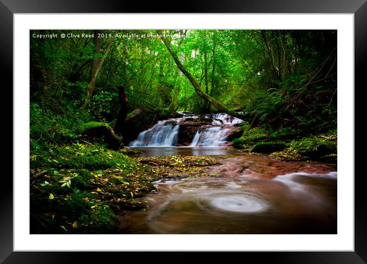 Waterfall Framed Mounted Print by Clive Rees