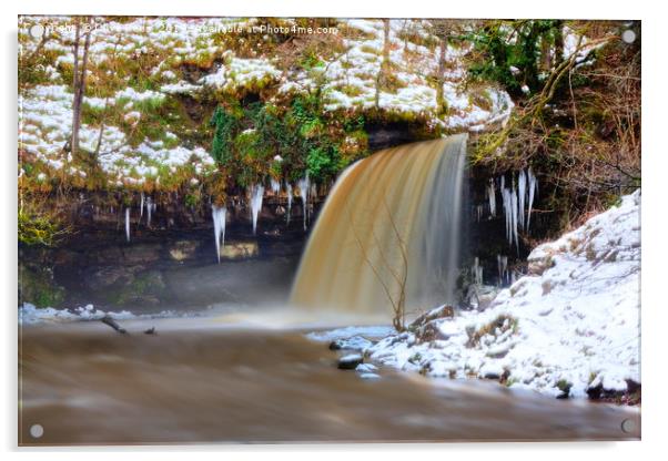 Waterfall in snow Acrylic by Clive Rees