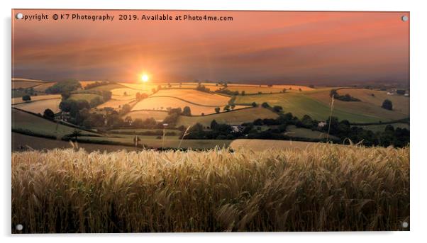 The Rolling Hills of South Devon Acrylic by K7 Photography