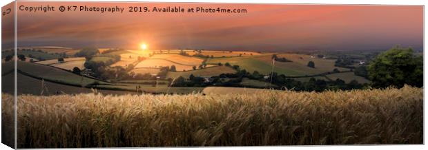 South Devon Countryside Sunset Panorama Canvas Print by K7 Photography