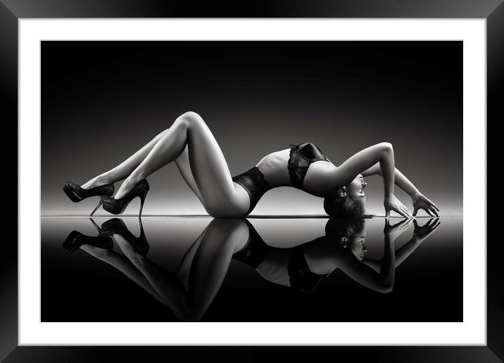 Sensual woman with lingerie Framed Mounted Print by Johan Swanepoel