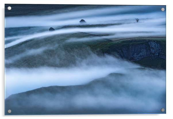 Winnats Pass, mysterious misty dawn Acrylic by John Finney