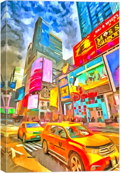 New York Taxicabs Pop Art Canvas Print by David Pyatt