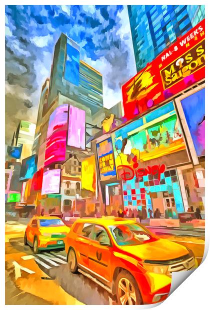 New York Taxicabs Pop Art Print by David Pyatt