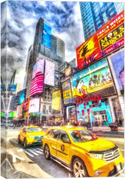 New York taxicabs Art Canvas Print by David Pyatt