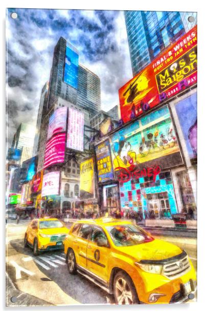 New York taxicabs Art Acrylic by David Pyatt