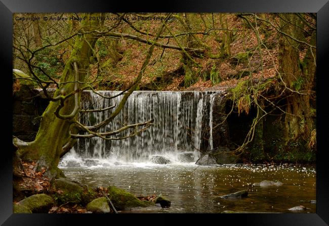 Small waterfall in colour Framed Print by Andrew Heaps