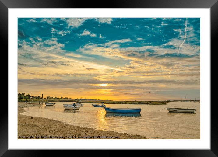 Majestic Sunset View over Brancaster Staithe Framed Mounted Print by Heidi Hennessey