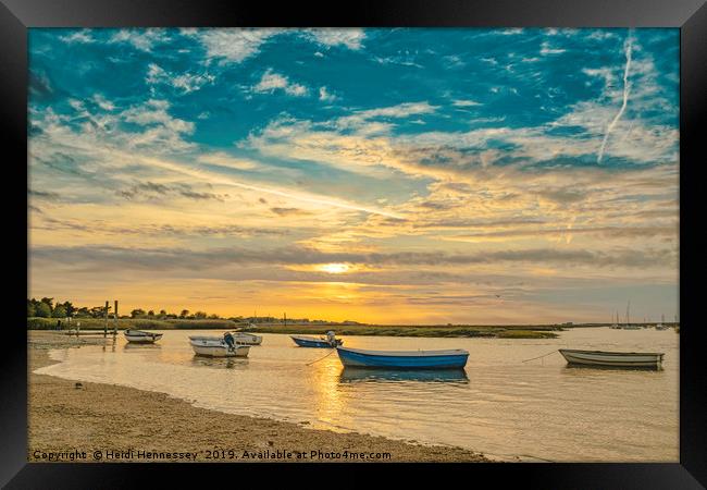 Majestic Sunset View over Brancaster Staithe Framed Print by Heidi Hennessey