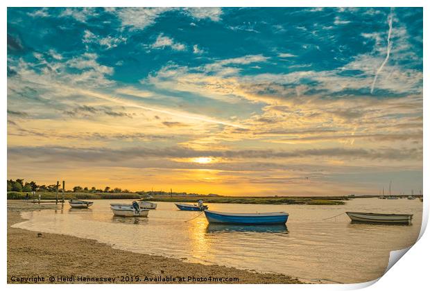 Majestic Sunset View over Brancaster Staithe Print by Heidi Hennessey