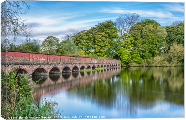 The nineteen arches at Carr Mill Dam St Helens Canvas Print by Andrew George