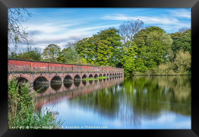 The nineteen arches at Carr Mill Dam St Helens Framed Print by Andrew George