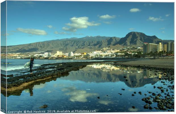 Playa de Las Americas Reflected  Canvas Print by Rob Hawkins