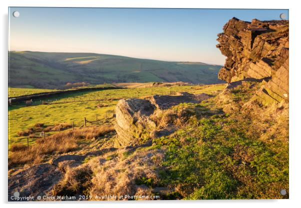 Wingather Rocks Derbyshire Acrylic by Chris Warham