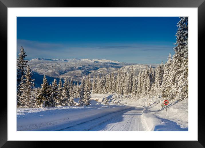 Winter in Oppland Norway Framed Mounted Print by Hamperium Photography