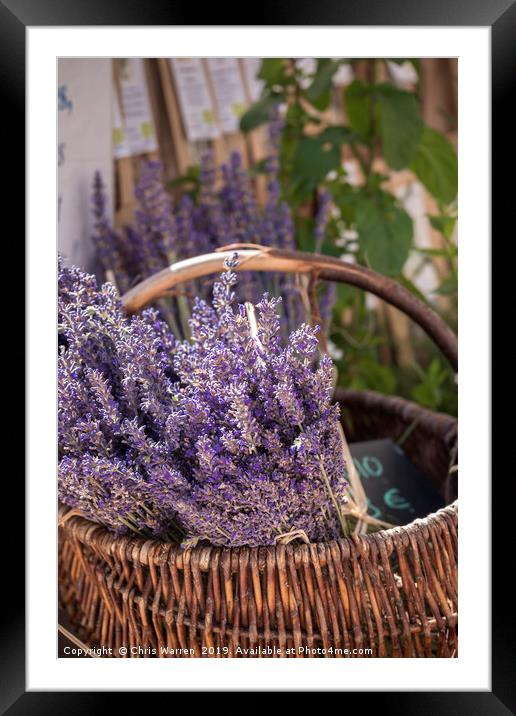 A basket of lavender Framed Mounted Print by Chris Warren