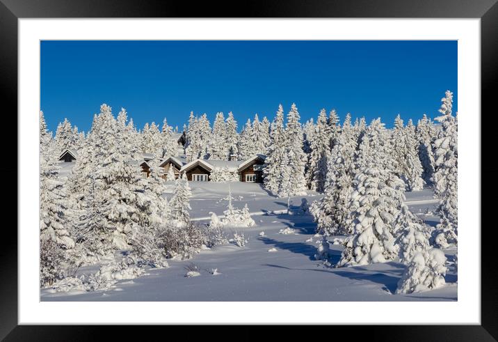 Winter in Oppland Norway Framed Mounted Print by Hamperium Photography