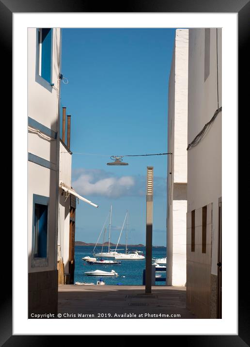 Boats in the harbour Corralejo Fuerteventura Framed Mounted Print by Chris Warren