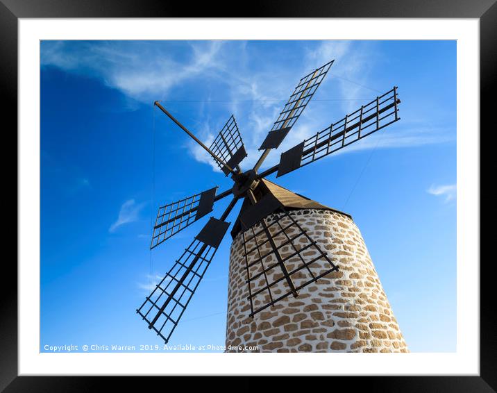Windmill Tefia Fuerteventura Framed Mounted Print by Chris Warren