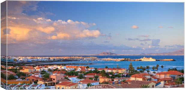 View of Corralejo Fuerteventura sunset Canvas Print by Chris Warren
