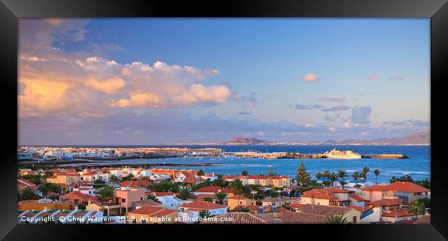 View of Corralejo Fuerteventura sunset Framed Print by Chris Warren