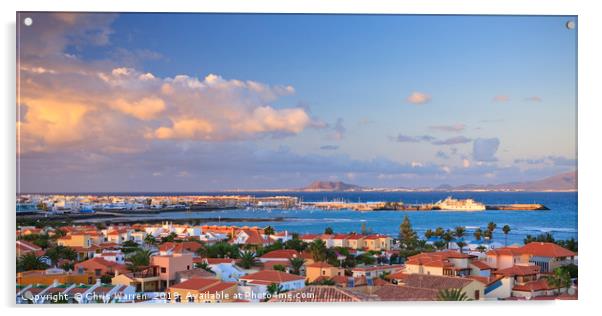 View of Corralejo Fuerteventura sunset Acrylic by Chris Warren