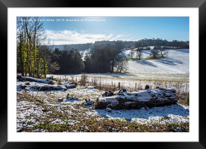 Polesden Lacey in the snow Framed Mounted Print by Kevin White