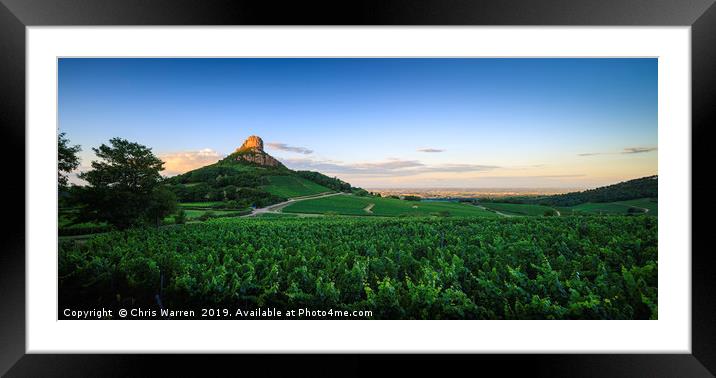 Rock of Solutré France in evening light Framed Mounted Print by Chris Warren