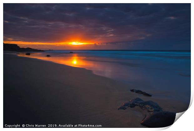 Sunset over the sea on Fuerteventura  Print by Chris Warren