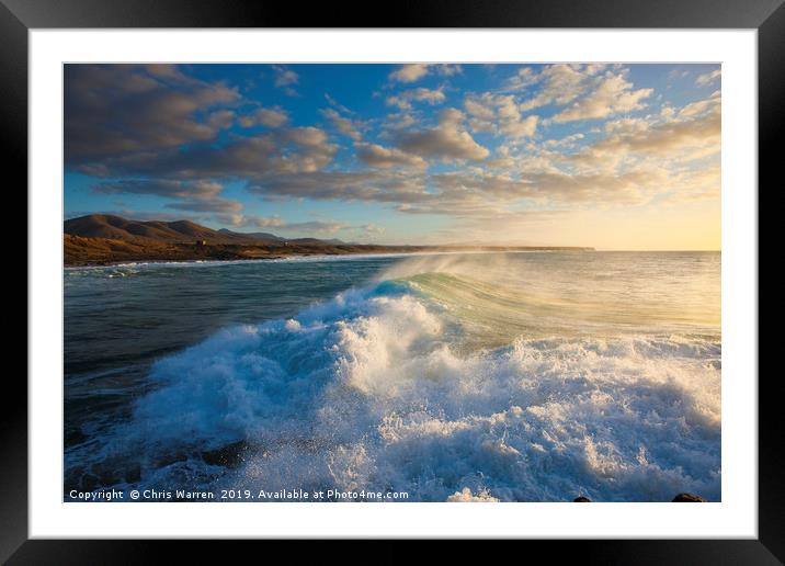 Wind blowing the surf El Cotillo Fuerteventura  Framed Mounted Print by Chris Warren