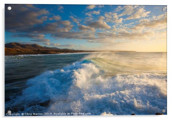 Wind blowing the surf El Cotillo Fuerteventura  Acrylic by Chris Warren