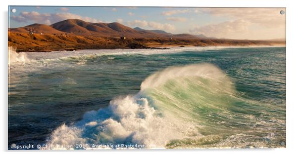 Wind blowing the surf at El Cotillo Fuerteventura  Acrylic by Chris Warren