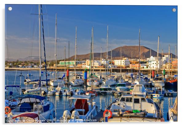 Boats in the Marina Corralejo Fuerteventura Acrylic by Chris Warren