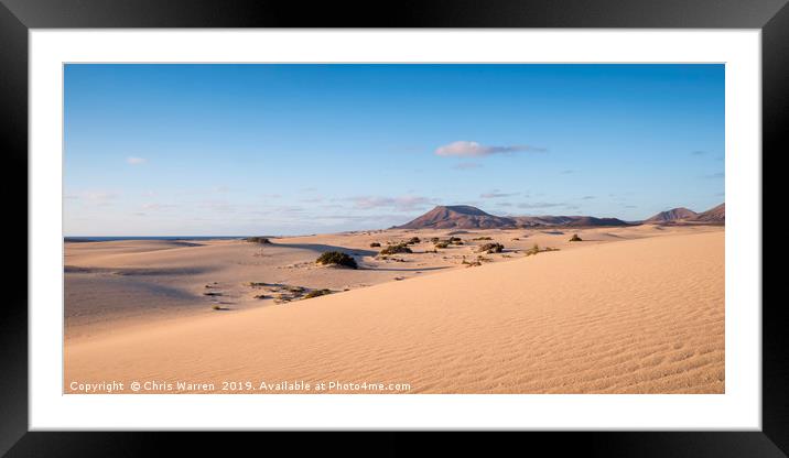 Sand Dunes Corralejo Fuerteventura evening light Framed Mounted Print by Chris Warren