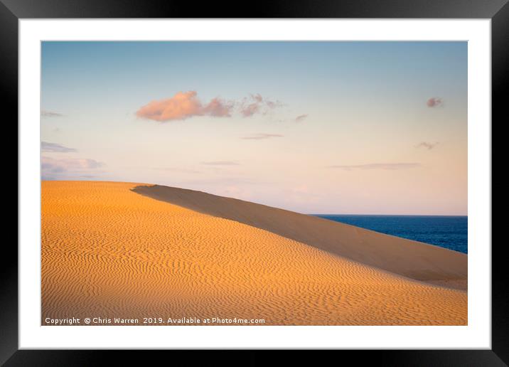 Sand dune in the evening light Corralejo  Framed Mounted Print by Chris Warren