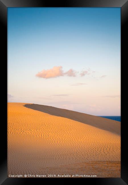 Sand dunes in the evening light Corralejo  Framed Print by Chris Warren