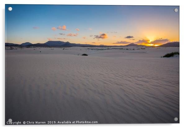 Sand dunes in the evening light Corralejo  Acrylic by Chris Warren
