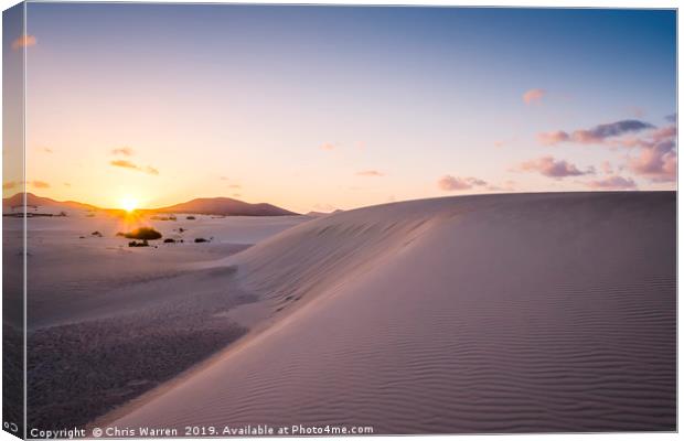 Sand dunes in the evening light Corralejo  Canvas Print by Chris Warren