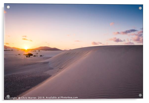 Sand dunes in the evening light Corralejo  Acrylic by Chris Warren