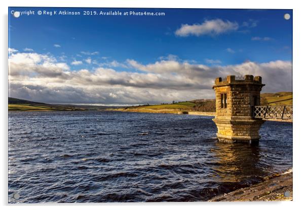 Grassholme Reservoir - County Durham Acrylic by Reg K Atkinson
