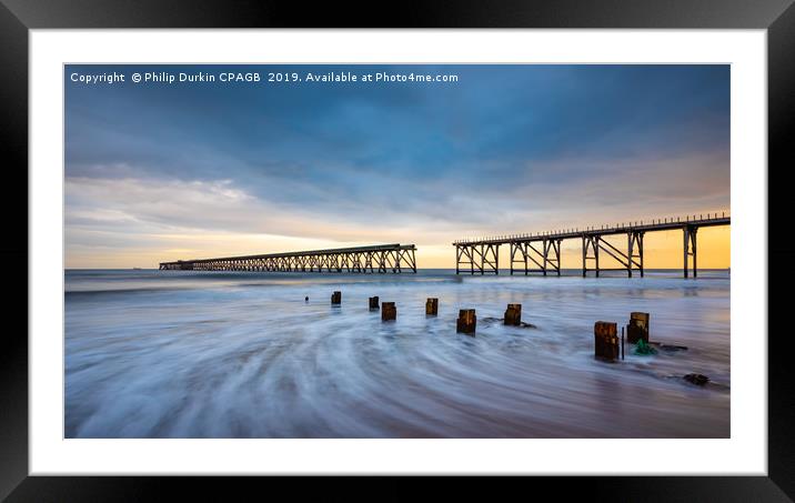 Steetley Pier Sunset  Framed Mounted Print by Phil Durkin DPAGB BPE4