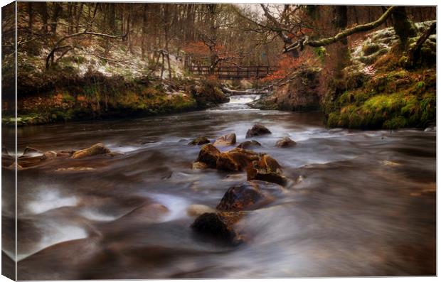 The Afon Pyrddin in Winter Canvas Print by Leighton Collins
