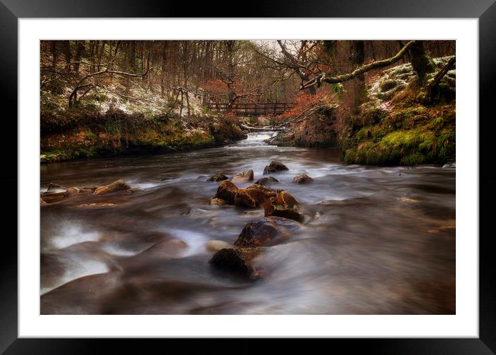 The Afon Pyrddin in Winter Framed Mounted Print by Leighton Collins