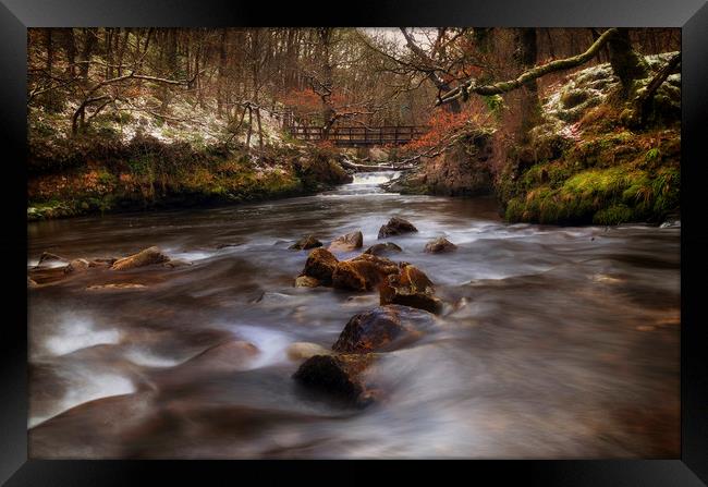 The Afon Pyrddin in Winter Framed Print by Leighton Collins