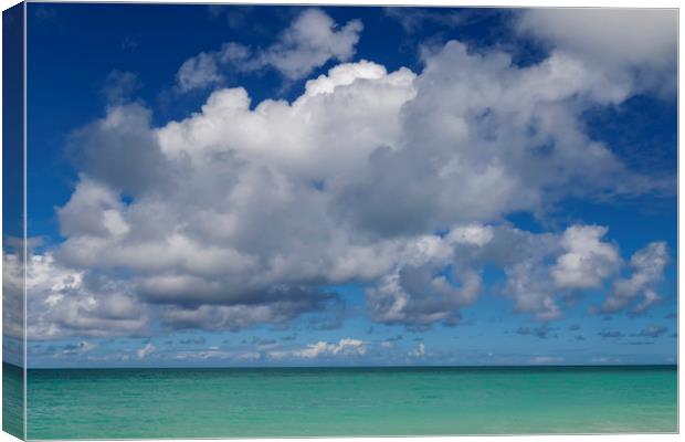 Cumulus clouds in the Caribbean Canvas Print by Leighton Collins