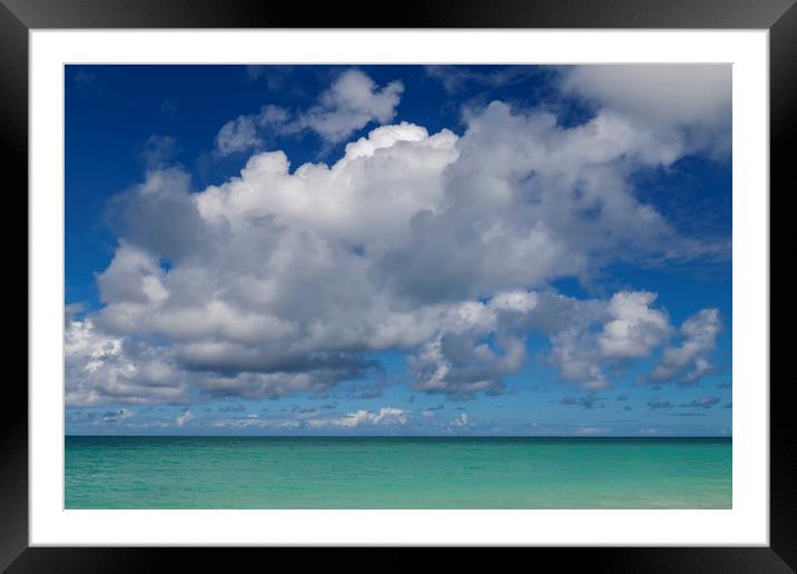 Cumulus clouds in the Caribbean Framed Mounted Print by Leighton Collins