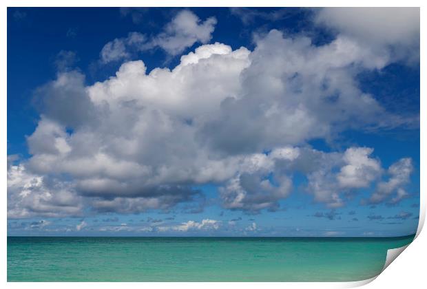 Cumulus clouds in the Caribbean Print by Leighton Collins
