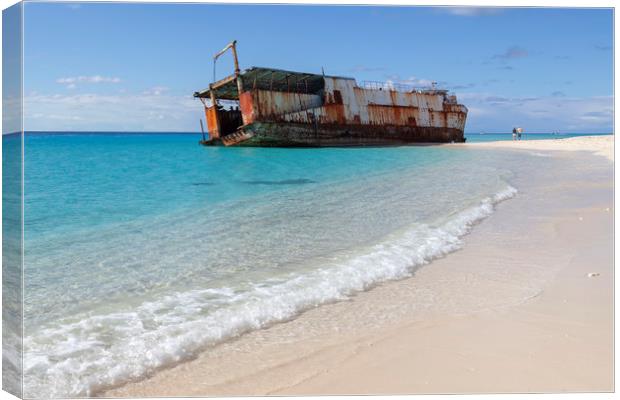 Shipwreck on Turks and Caicos Islands in the Carib Canvas Print by Leighton Collins