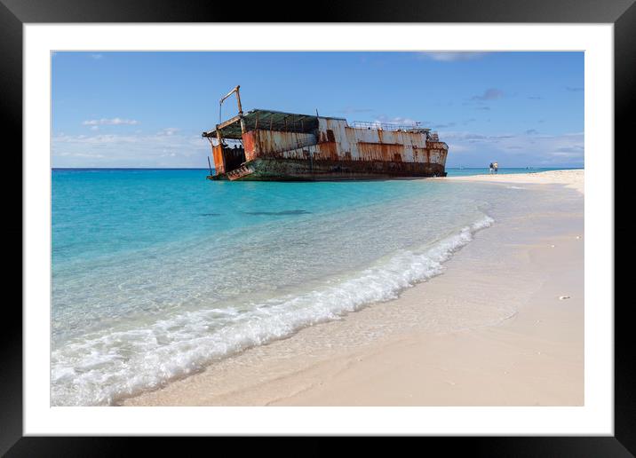 Shipwreck on Turks and Caicos Islands in the Carib Framed Mounted Print by Leighton Collins