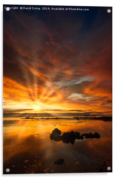 Sunrise over Bass Rock Acrylic by David Irving